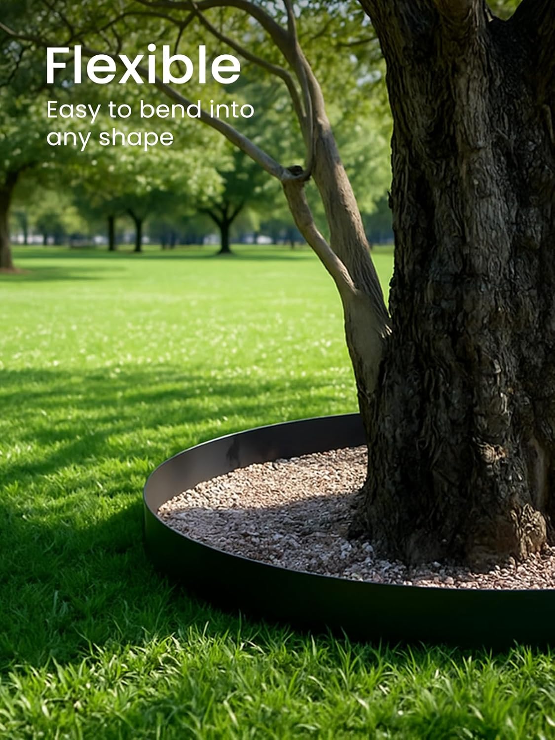 GROWNEER 200FT Landscape Edging Flexible 4 inch Tall Garden Border with 180pcs Galvanized Steel Anchoring Spikes and Hammer Lawn Edging Kit for Flower Bed, Pathway, Landscaping Project, Black