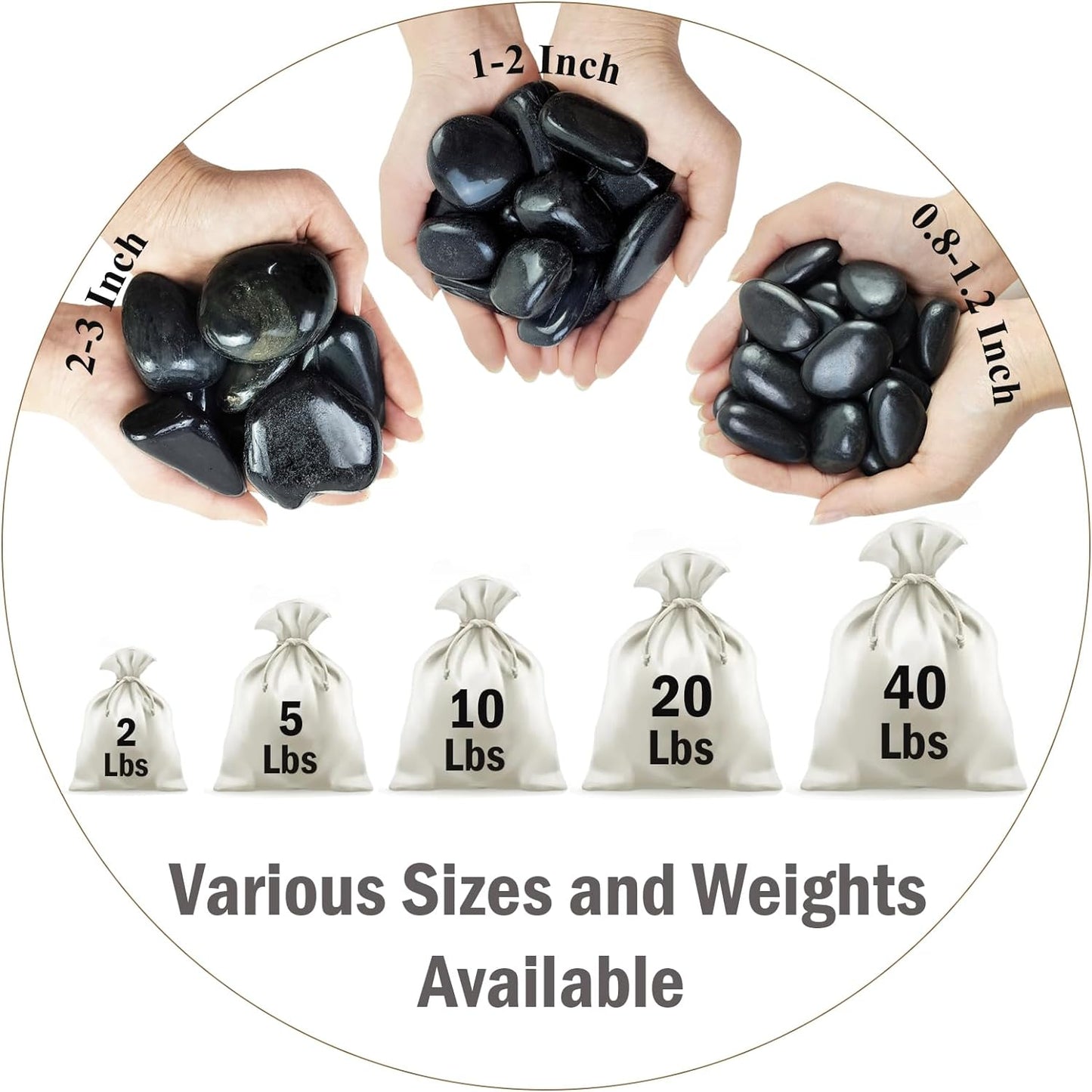 10 lbs Pebbles for Outdoor Landscaping, 1-2 inch Black River Rocks for Plants Indoor, Decorative Black Stones for Planters Vase Aquarium Rocks and Garden Rocks