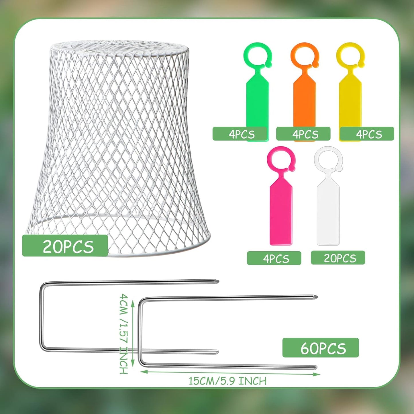 20 Pcs 99inch Chicken Wire Plant Covers Garden Cloches Metal Heavy Duty Plant Protector for Keeping Bunnies Squirrels Birds Other Out