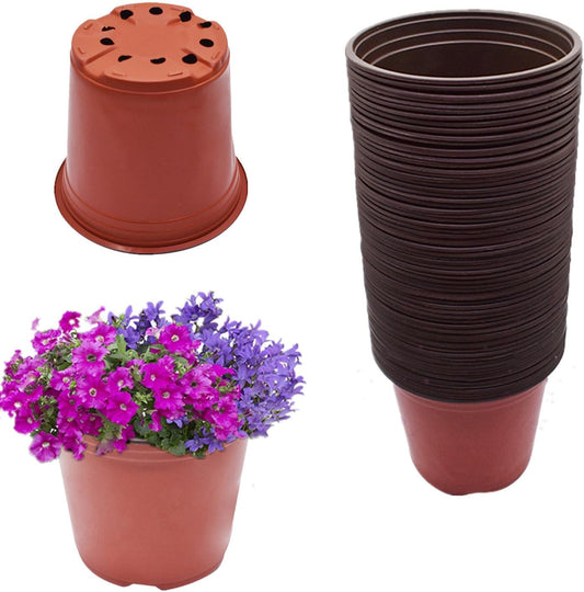 100 PCS 7 Inches Plastic Plant Nursery Pots, Reusable for Succulents, Seedlings, Cuttings, Transplanting,Seedlings Plastic Plant Pots with Drainage Holes