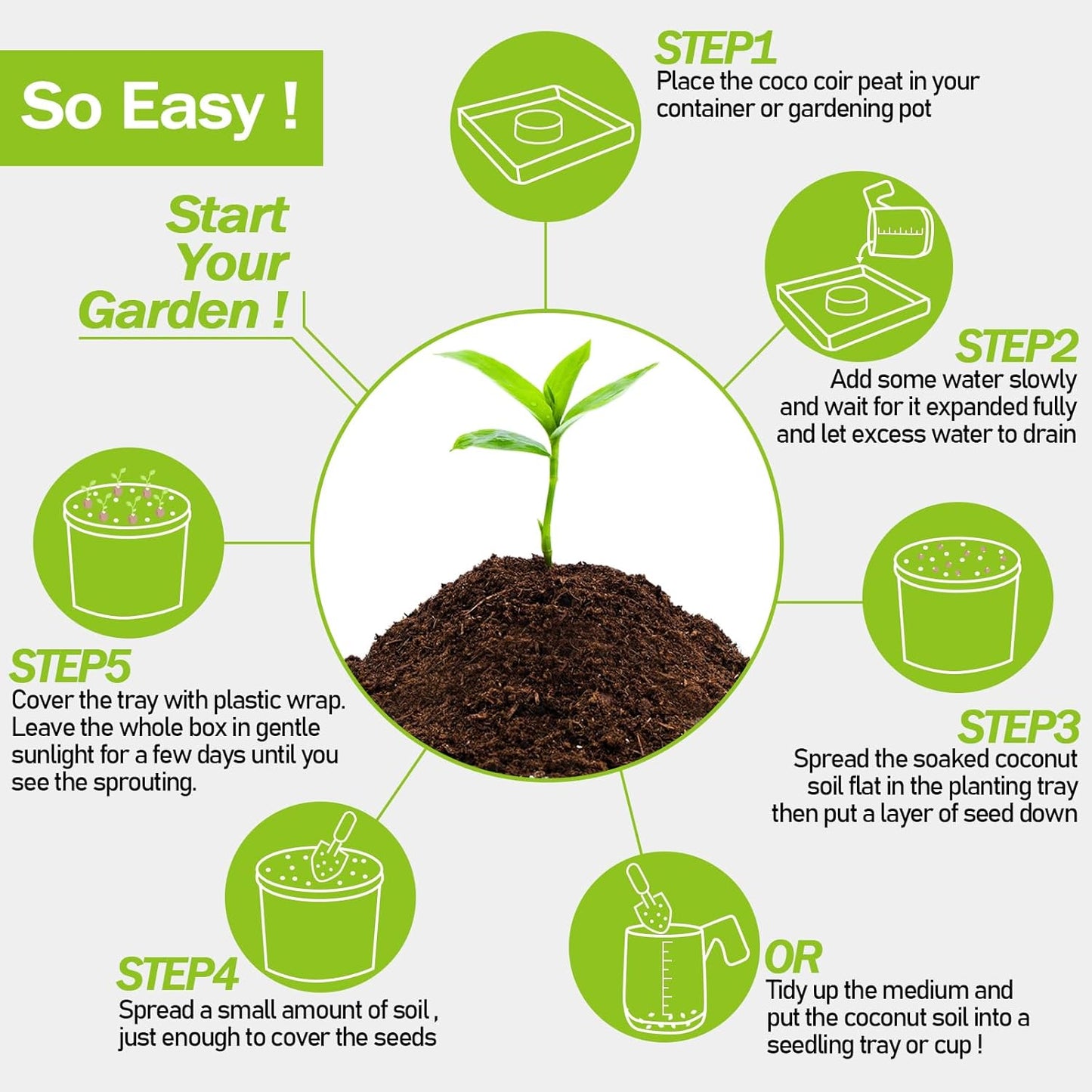 Legigo 100 Pcs 50mm Organic Coco Coir Pellets for Plants - Compressed Coconut Coir Potting Soil, Coco Fiber Pellets for Planting, Garden, Bonsai, Herbs, Flower & Vegetables