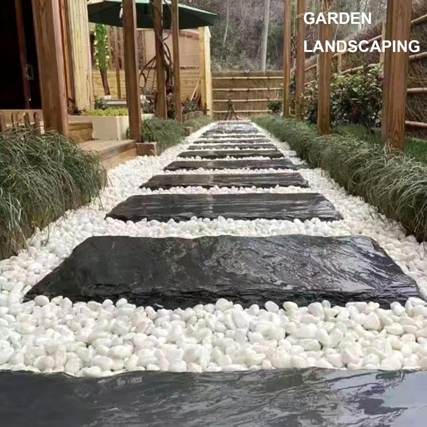 HappyFiller Polished 18 LB 1/2" White Matted Pebbles for Outdoor Garden Landscape Pave Walkway Small Rocks,Indoor Plants Succulents Cactus,Aquarium,Vase Fillers,Cultivation Hydroponic Stone,Zen