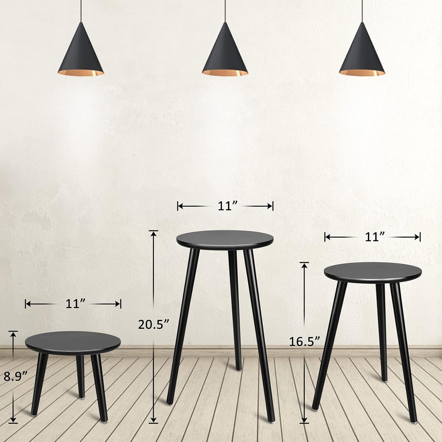 Uneedem Indoor Plant Stand, Modern Plant Table 8.9" Tall Wood Mid Century Flower Holder Small Round Side End Table