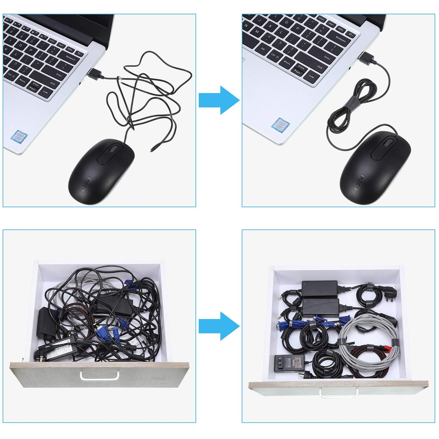 WILLBOND 3/4 Inch x 90ft Fastening Tape Cable Ties Reusable Fastening Nylon Tape Double Side Hook Roll Hook and Loop Straps Wires Cords Management Wire Organizer Straps (Black)