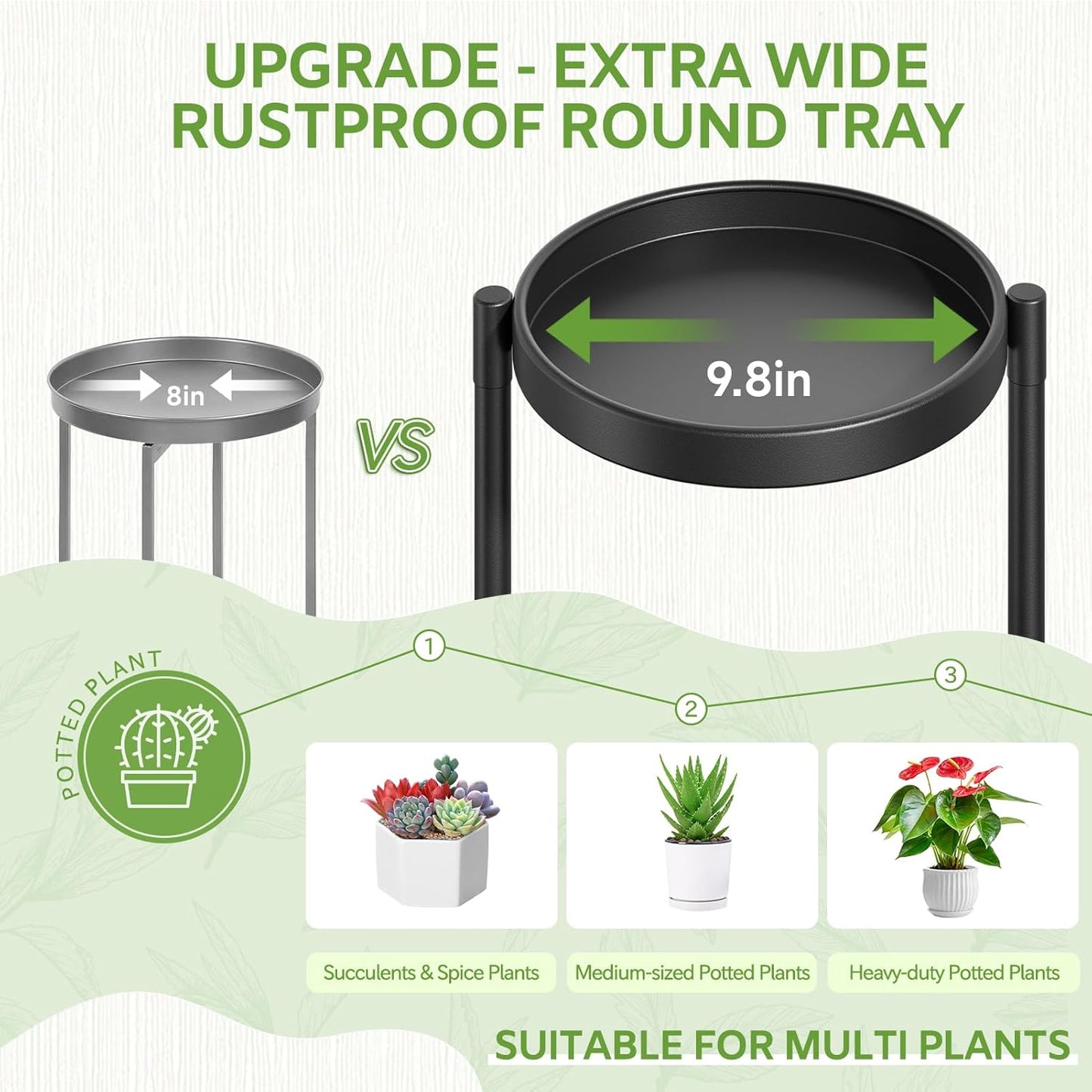 iDavosic.ly 6 Tier Large Plant Stand Indoor with 10 Inch Wide Tray, Tiered Corner Metal Outdoor Flower Display Holder Shelf, Folding Tall Rack for Patio Porch Living Room, Modern Black