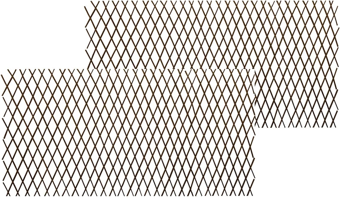 Natural Lattice Willow Trellis Fence for Climbing Plants,Expandable Garden Fence Wall Panel, Outdoor Decorative Wood Fence (2 Pieces)