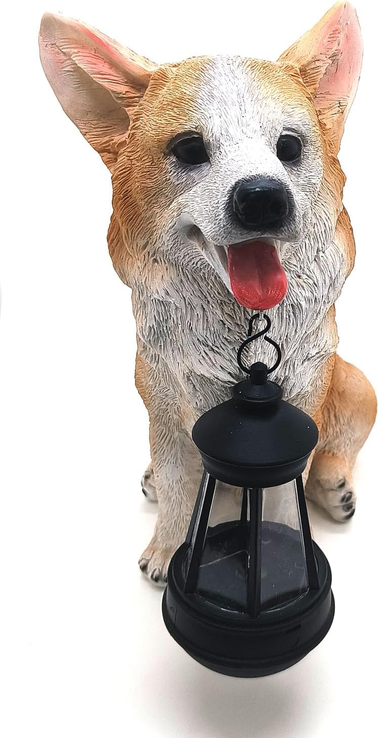 Dog Solar Statues Cute Corgi Solar Light for Outdoor Garden Halloween Decorations Christmas Decor Lawn Decor Patio Balcony Yard Ornament Ideal Gifts for Women, Mom or Birthdays