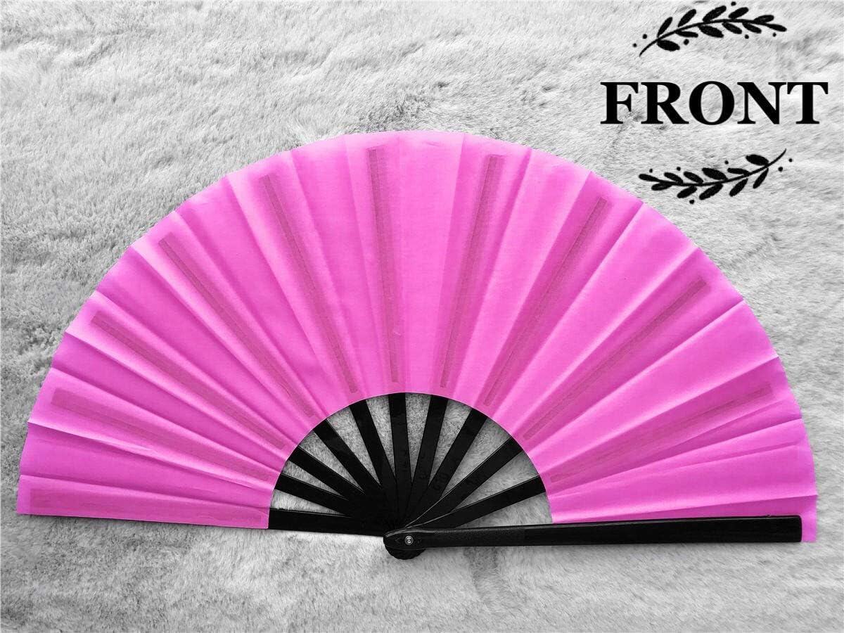 Zolee Large Rave Clack Fan for Line Dancing - Boots on The Ground Folding Hand Fan - Foldable Chinese Tai Chi Kung Fu Fan - for EDM, Music Festival, Hot Flashes, Event, Party, Dance (Pink)