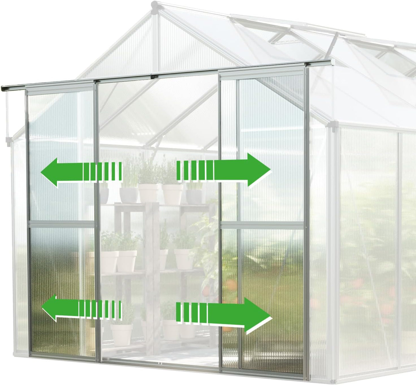 Greenhouse Topas 6 Aluminum Frame 7.4 x 12.6 ft with Approx. 8 mm Polycarbonate Panels