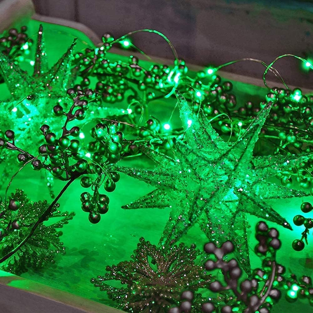 2 Pack Solar Powered Fairy String Lights Outdoor Waterproof 8 Modes Twinkle Christmas Decorations Lights, Each 33ft-100LED, 40ft-120LED, 66ft-200LED, 80ft-240LED, (Green, 66)