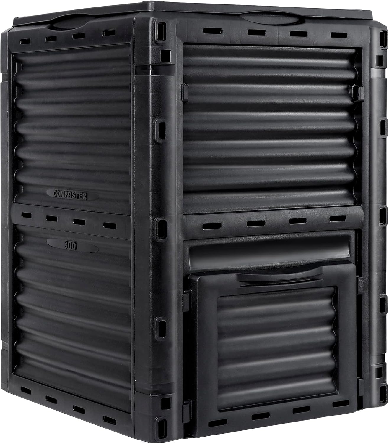 JupiterForce Garden Compost Bin 80 Gallon (300 L) from BPA Free Material, Large Composting Bin Outdoor Composter, Easy Assembling, Fast Creation of Fertile Soil, Lightweight, Black