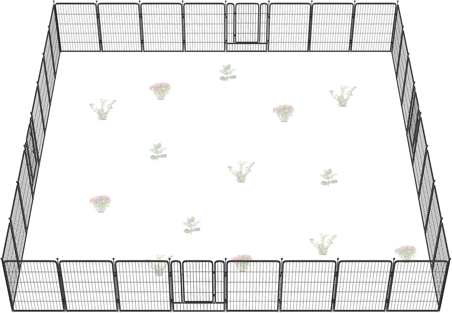 FXW Garden Fence Outdoor for The Yard – 40in(H) x 72.9ft(L) Heavy Duty Metal Animal Barrier for Dog and Rabbit, Decorative Dog Fence, 32 Panels, Black