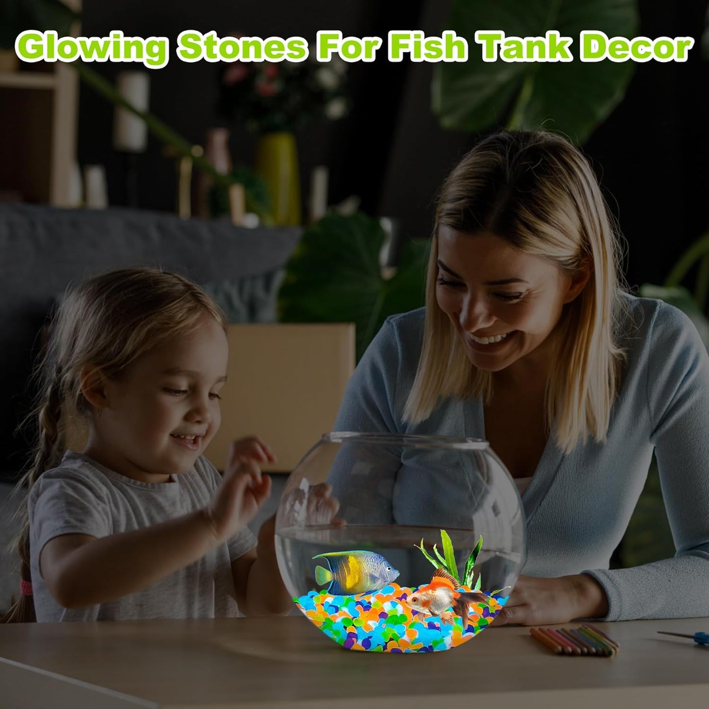 1000pc Glow in The Dark Stones Glow Pebbles for Outdoor Garden Luminous Pebbles Fish Tank Rocks Glow Stones Glowing Rocks Outdoor Luminous Stone for Patio Aquarium Walkway Driveway,Color