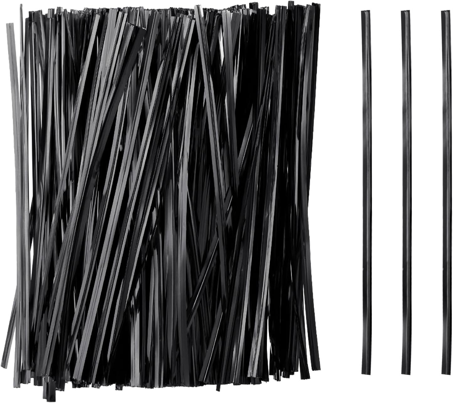 HARFINGTON 800pcs Bag Twist Ties 6" Reusable Plastic Metallic Twist Ties Wire Cable Ties for Party Bread Candy Cake, Black