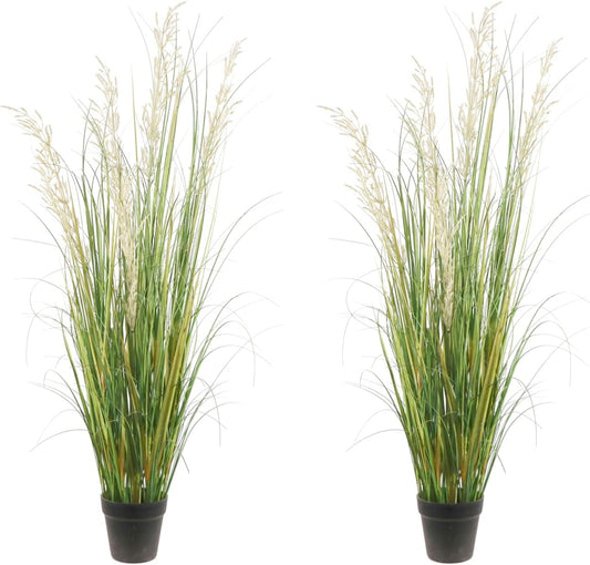 Artificial Plant, 47in Tall, 2pk Grass, Faux House Plant in Pot, Indoor Decorative Flowers & Plants, Housewarming Gift