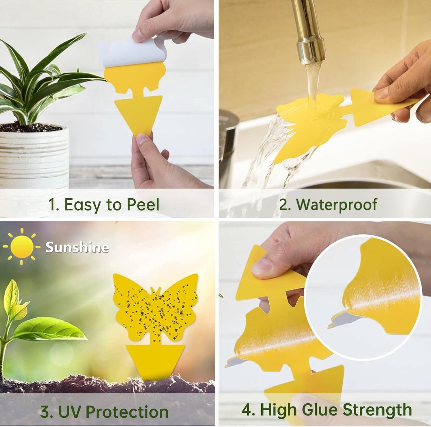 96 Pack Fruit Fly Trap for Indoors, Fungus Gnat Killer Indoor Sticky Traps for Mosquito, Bug Insect Catcher Killer for Houseplant