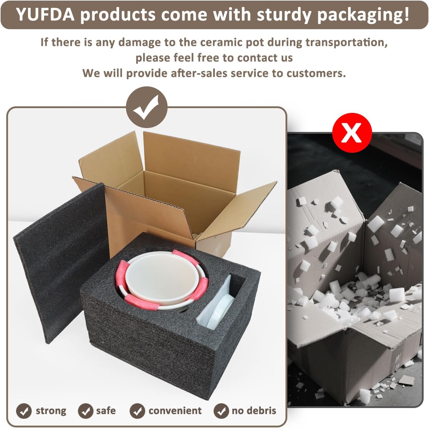 6.7 + 5.5 Inch Plant Pot, Ceramic Planter with Drainage and Saucer，Ceramic Pots for Plants, Indoor Plant pots，planters for Indoor Plants(Khaki + White)