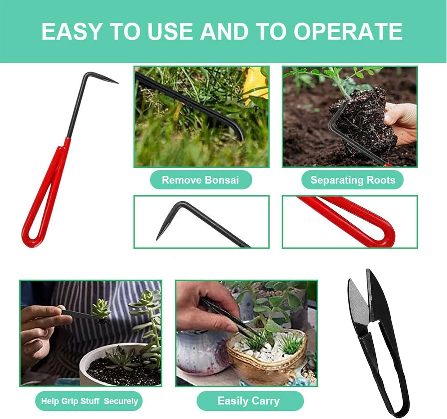 Voilamart 12 Pcs Gardening Bonsai Tool Sets Carbon Steel Garden Plant Trimming Kit Scissor Cutter Shear Heavy Duty Nylon Case Outdoor Entrenching Tools