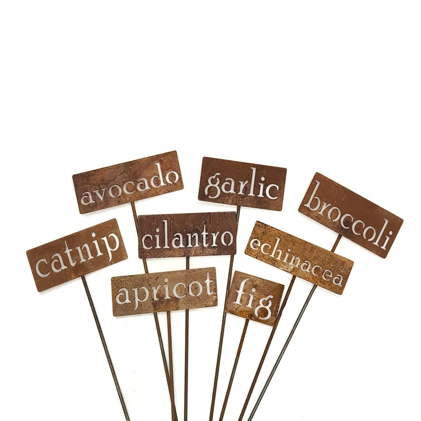 Classic Metal Garden Markers 19 Inches Tall (Bulk Discount 15 Markers, Naturally Rusted)