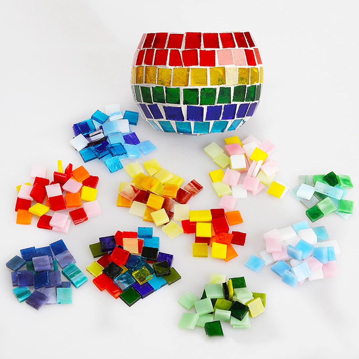 Mosaic Tiles 270 Pieces / 200 g Pack of Colored Mica Glass Mosaic Tile Supplies for Home Decoration, DIY Crafts, Plates, Picture Frames, Flowerpots – 1x1 cm Square Tiles (Coffee Mix)