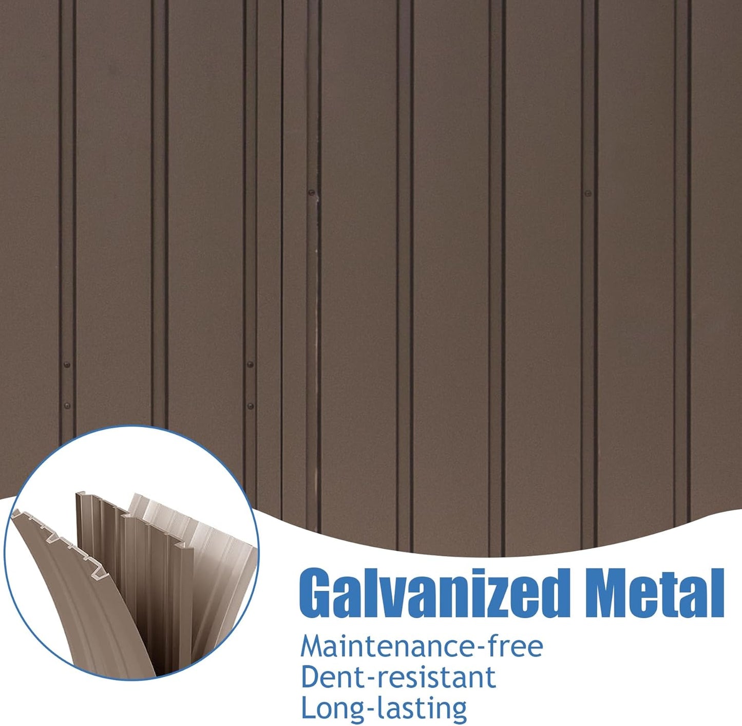 Domi Outdoor Storage Shed 8.2' x 6.2', Metal Steel Utility Tool Shed Storage House with Double Lockable Doors & Air Vents for Backyard Patio Garden Lawn Brown