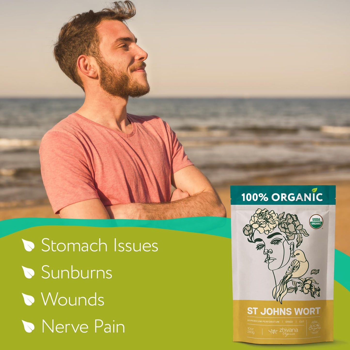 Organic St Johns Wort Tea (10 oz.) – 100% Pure Dried Saint John’s Wort Herb – Te de Hierba de San Juan Organica