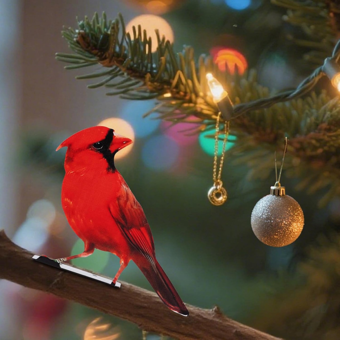 HUYIENO 5PCS Vivid Metal Birds Fence Decor Color Painted Outdoor Garden Natural Bird 2D Sculptures for Outdoor Fences, Patio, Garden and Bird Lovers (Cardinal)