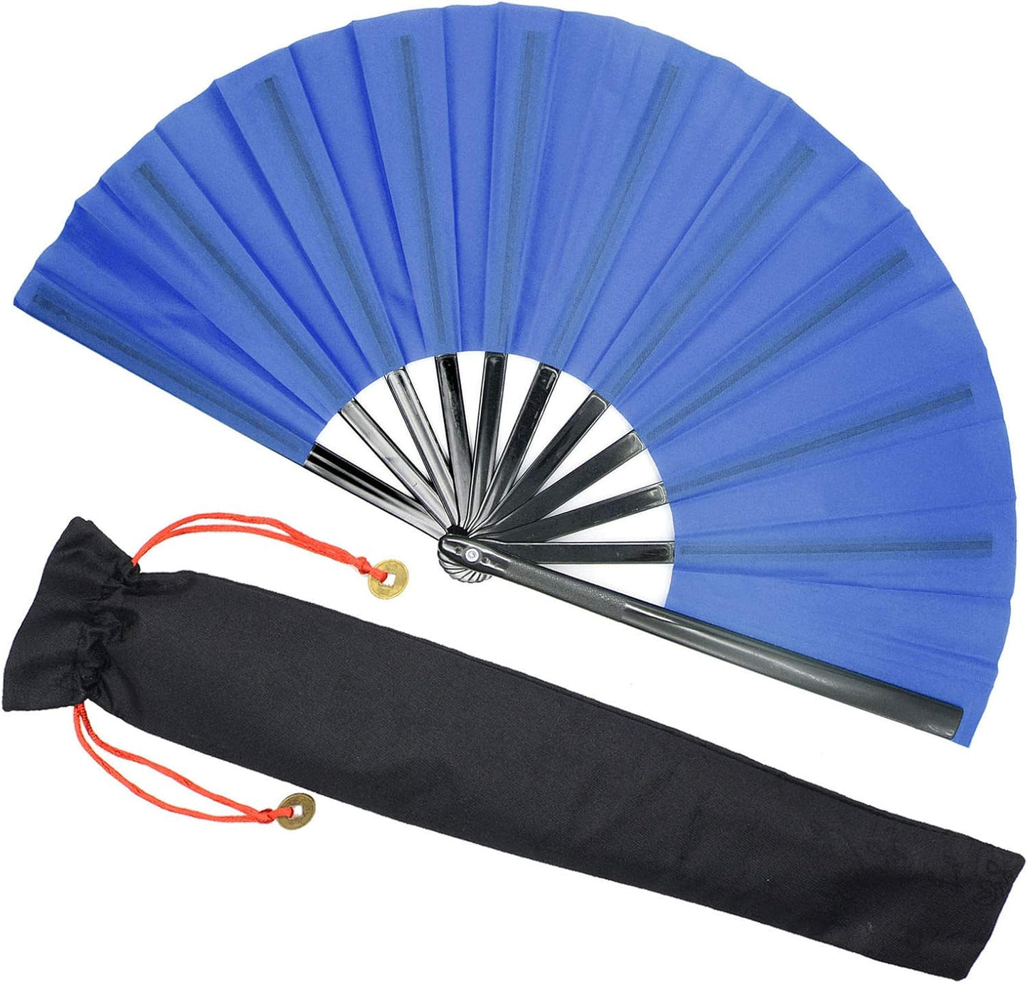 Zolee Large Rave Clack Fan for Line Dancing - Boots on The Ground Folding Hand Fan - Foldable Chinese Tai Chi Kung Fu Fan - for EDM, Music Festival, Hot Flashes, Event, Party, Dance (Blue)