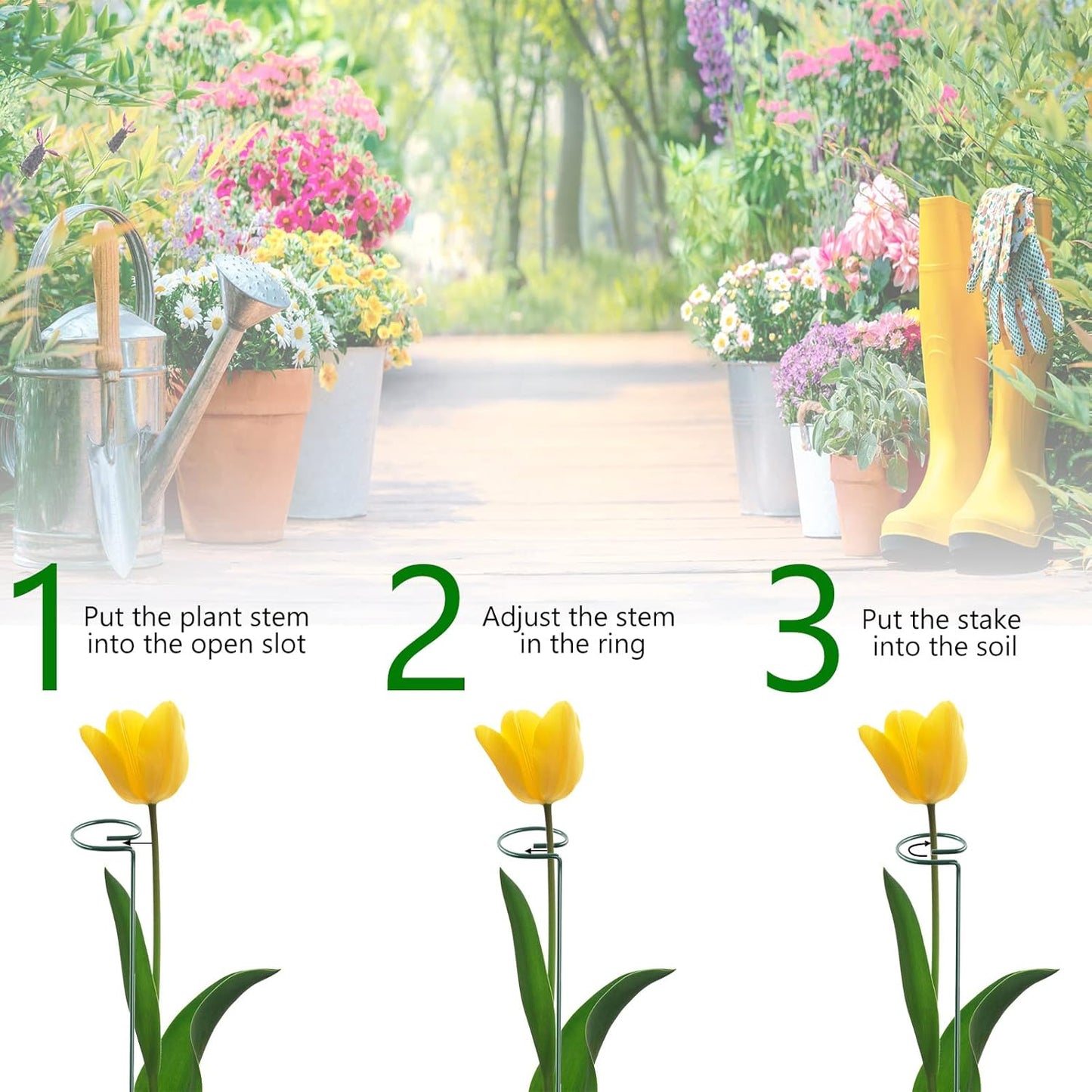 18 Inch 20 Packs Plant Support Stake Garden Single stemmed Plant Support Hoops Plant Prop for Flowers Orchid Tomatoes Peony Lily Rose Gladiolus (18 inch)