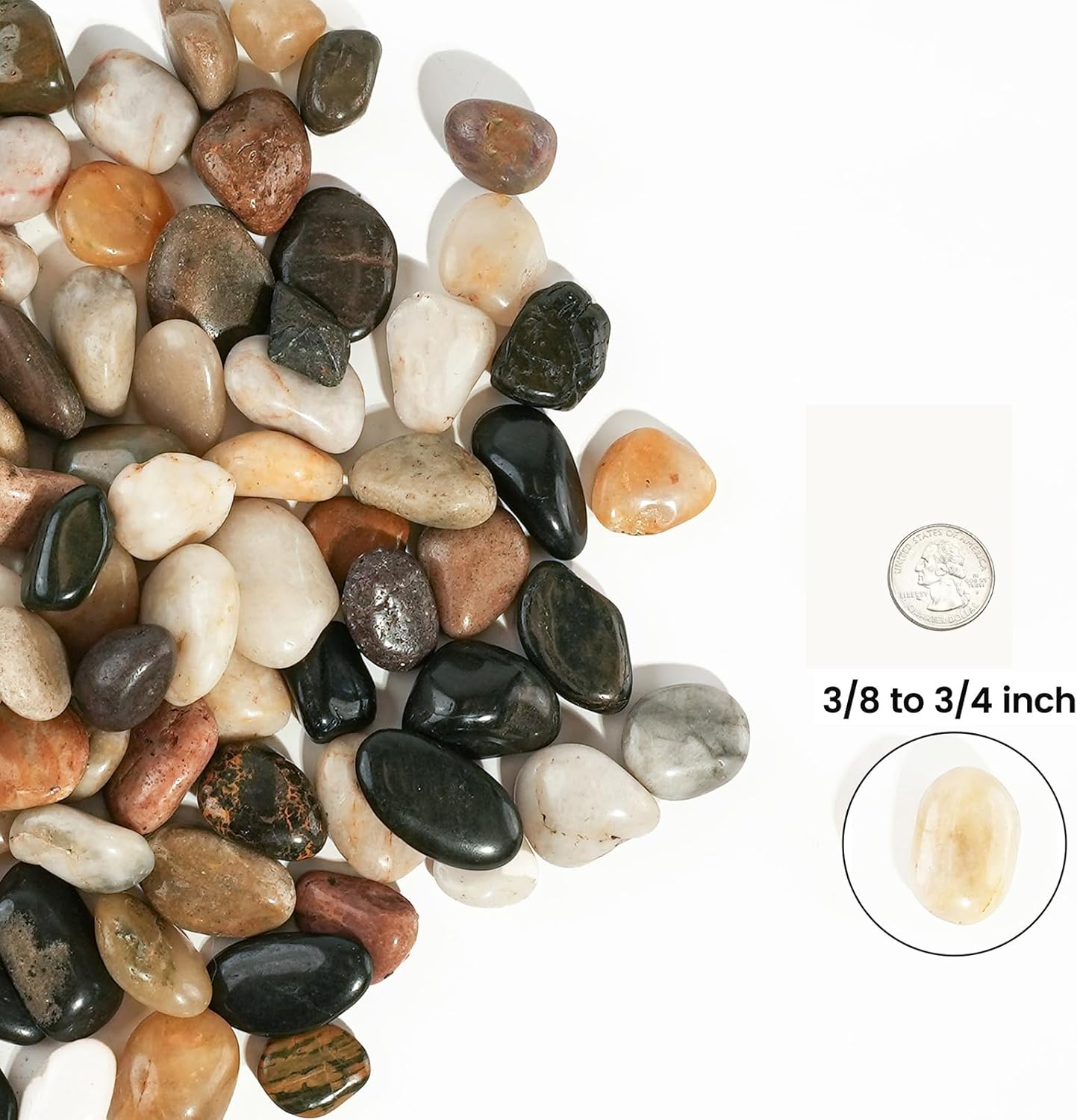 Stonecreek 24 LBS River Rocks (2 x 12 LBS Bags) – Natural Polished Decorative Pebbles, Garden Landscaping Stones for Planters, Vase Fillers, Succulent Pots, Fish Tanks & Terrariums, Mixed Color Medium