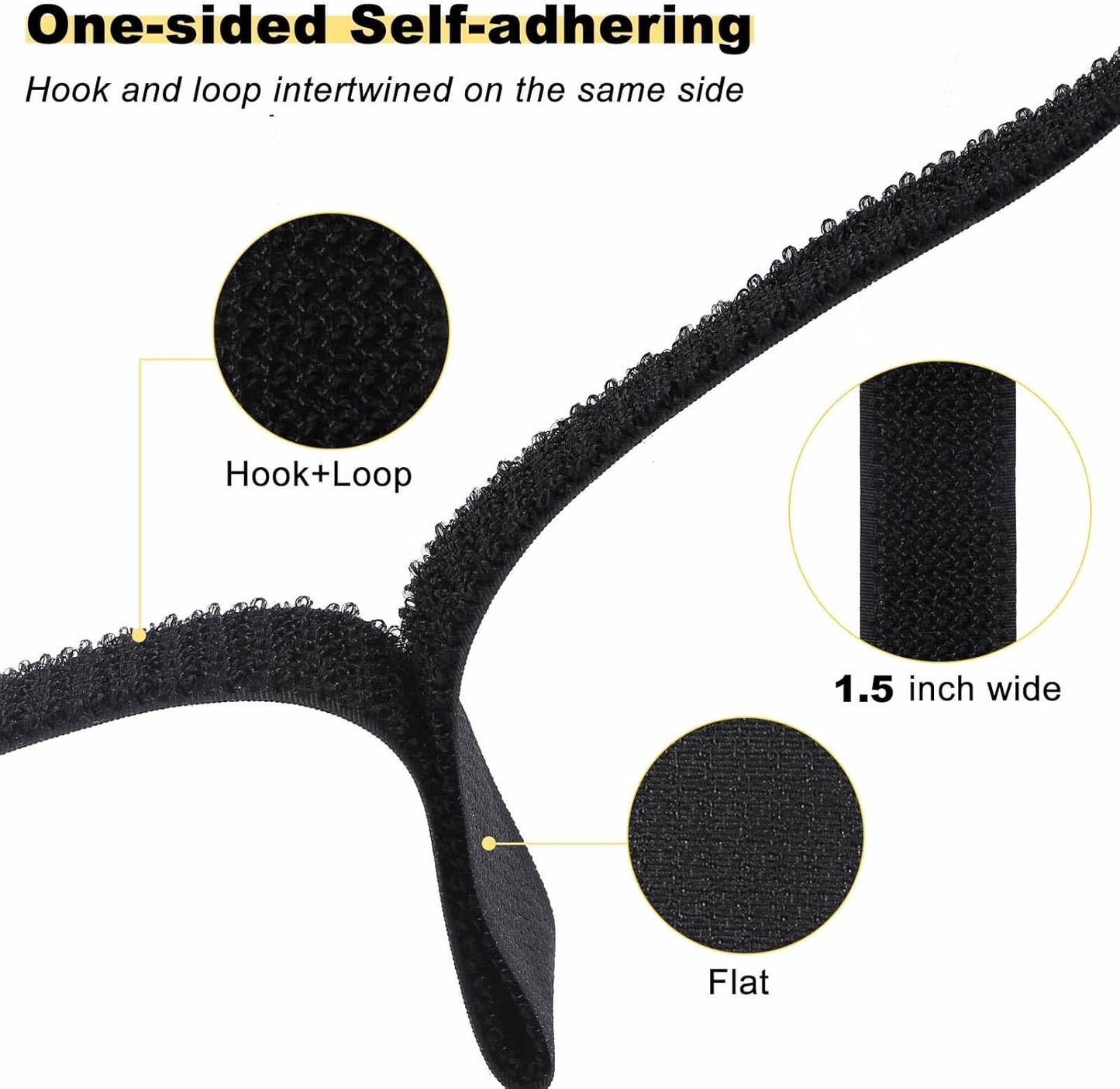 1.5"x32ft Hook and Loop Straps with 30 Metal Buckles, Adjustable Fastening Cable Straps, Cut-to-Length Cinch Strap, Reusable Nylon Securing Cord Ties for Organizer or Storage, Black