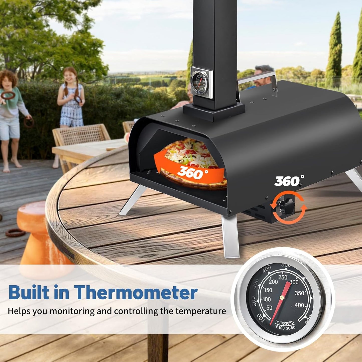 1112 Temp 11-inch Pizza Oven Rotating Pizza Stone 360 ℃ Outdoor Pizza Oven Wood Pizza Oven Outdoor Ovens For The Backyard