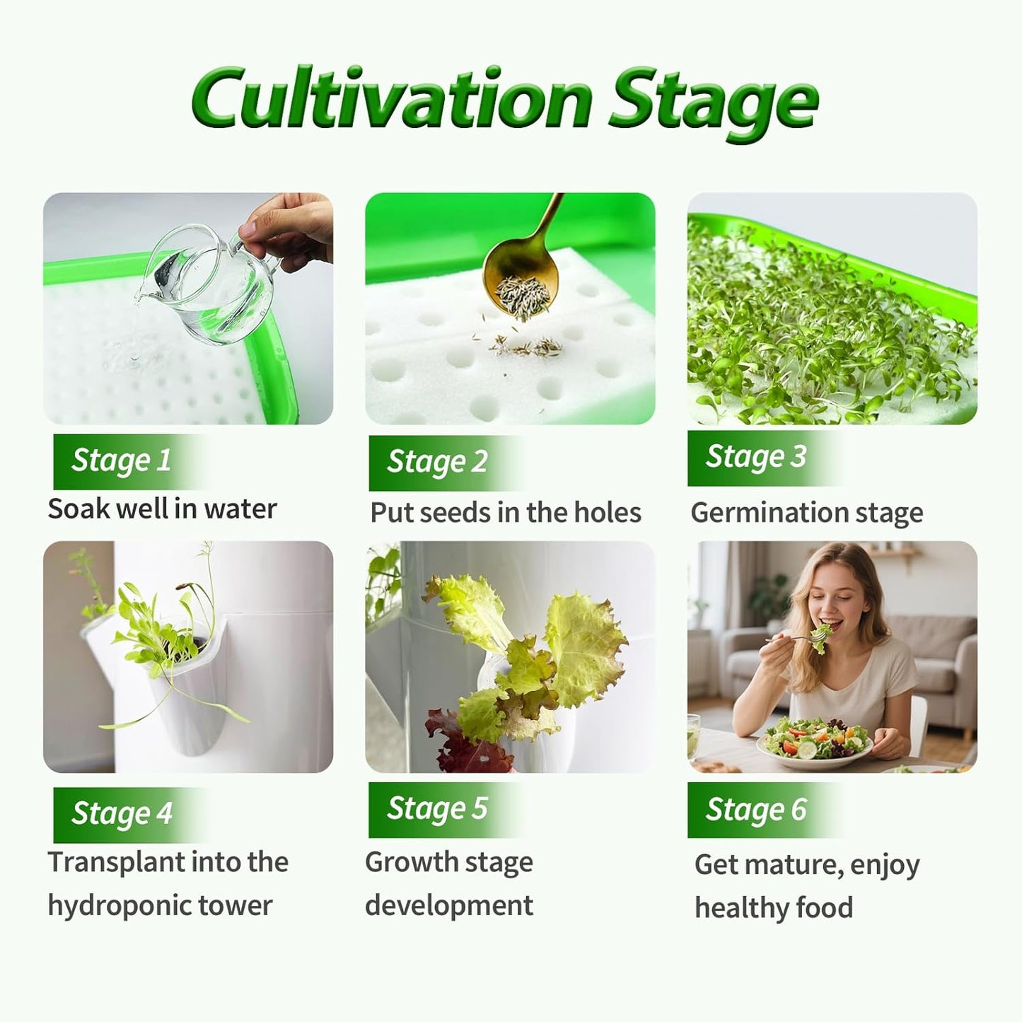 Tall Hydroponics Growing System Tower, 9 Layers 36 Plant Spots Hydroponics Growing System Kit Tower, Vertical Hydroponic Tower for Indoor & Outdoor, Space-Saving