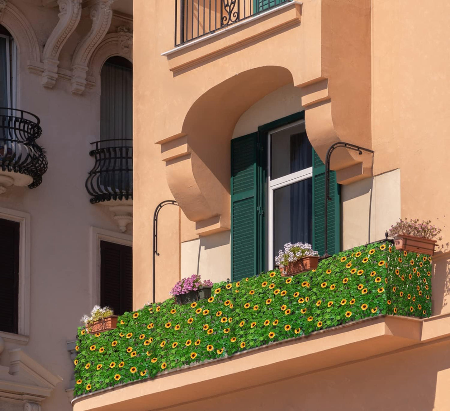 Expandable Fence Privacy Screen for Balcony Patio Outdoor,Decorative Faux Ivy Fencing Panel,Artificial Hedges (Single Sided Leaves) (1)