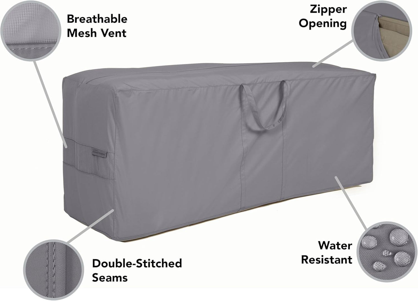 Covermates Cushion Storage Bag - Weather Resistant Polyester, Weather Resistant, Water Resistant Zipper, Cover Accessories, 75W x 18D x 26H, Charcoal