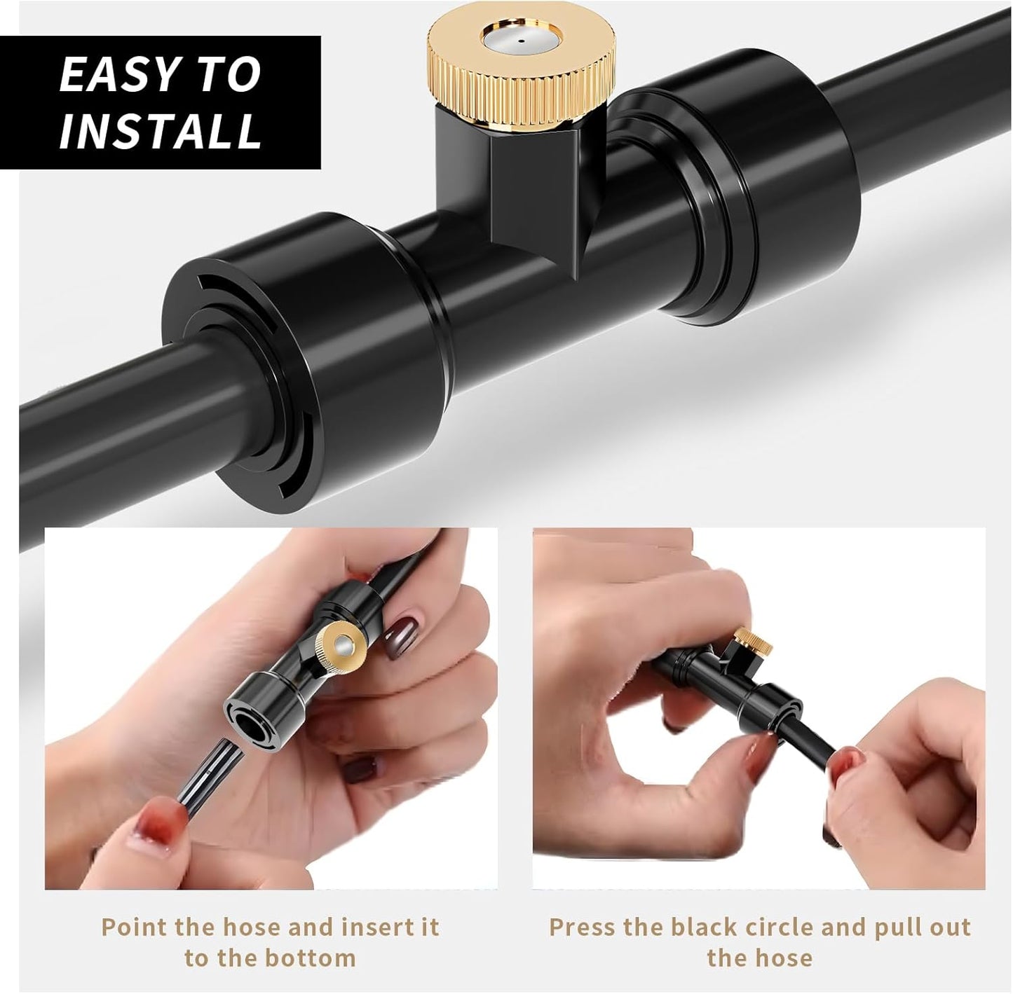 Misting Nozzles Kit Include 24 Pcs Misting nozzle 20 Pcs Misting 4 Pcs Plug nozzle tees for Outdoor Spray Cooling System (48 Pieces)