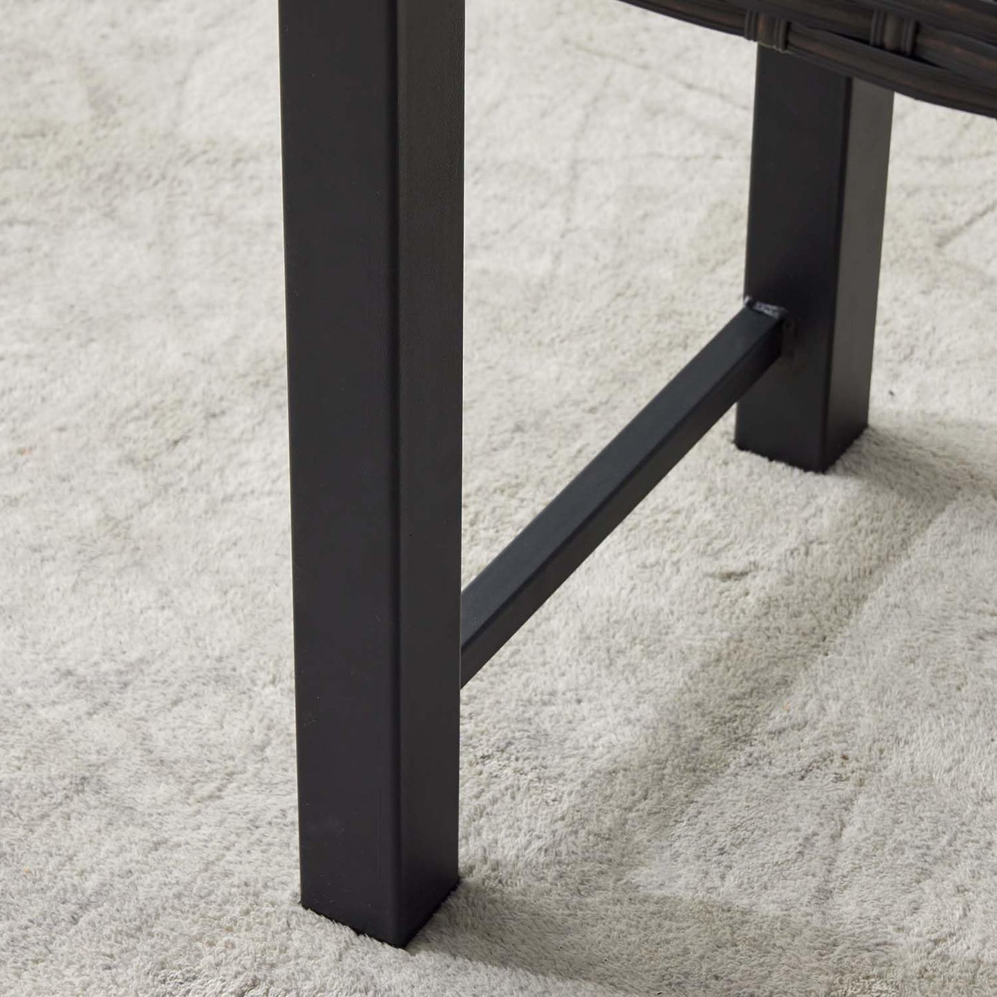 46" Outdoor Rattan Backless Bench, All-Weather Patio Garden Bench for Backyard, Porch, or Lawn, Durable Steel Bench for Outdoor Spaces