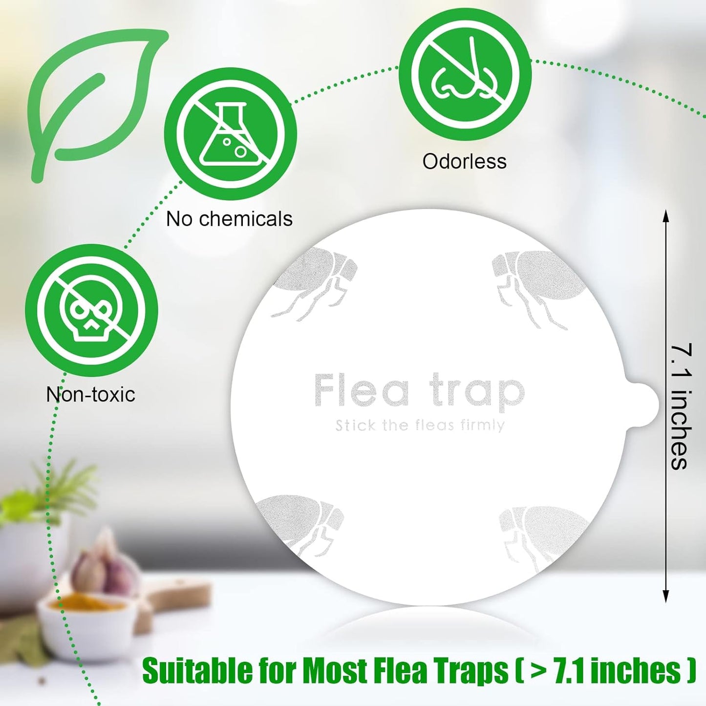 Flea Trap Refill Discs Sticky Fly Trap Refill Glue Board Refills Double Layer Adhesive Nontoxic Odorless Pest Control Replacement Sticky Glue Pads 7.1 Inch for Bugs Flies(60 Pcs)