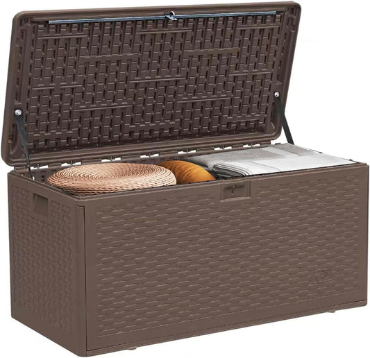 73 Gallon Resin Outdoor Storage Box,Waterproof Deck box for Patio Furniture,Garden Tools,Lockable Patio Storage Box,Blow-Molded HDPE