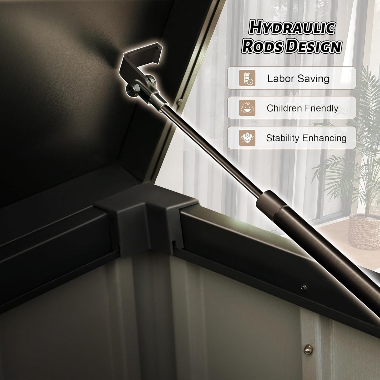 200 Gallon Deck Box, Outdoor Metal Storage Box Waterproof, Large Patio Furniture Storage Cabinet, Lockable Storage Chest for Porch, Pillows, Cushions, Pool, Tools, Backyard -Brown