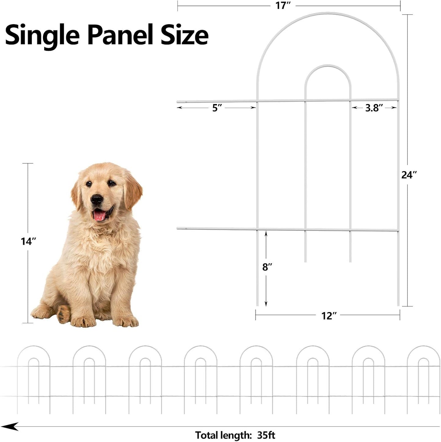 AMAGABELI GARDEN & HOME 25 Panels 24in(H)×35ft(L) Decorative Garden Fences and Borders for Dogs No Dig Rustproof Metal Fence Panel Garden Edging Border Animal Barrier Fencing for Flower Bed Yard White