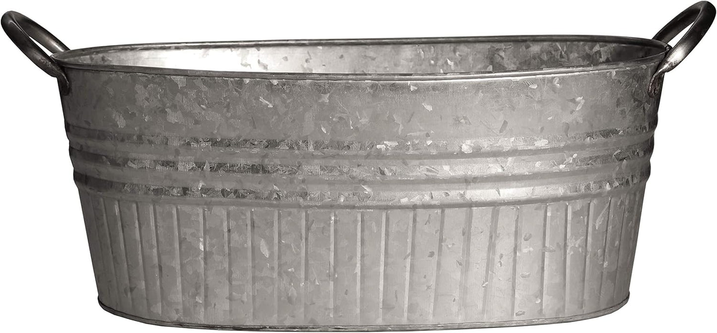 Headwind Oval Galvanized Tubs Planter with Handles – 24 Inch Lightweight Steel Indoor Oval Plant Pot with Drainage Holes – Large Galvanized Tub Flower Bucket – Outdoor Planter by Robert Allen