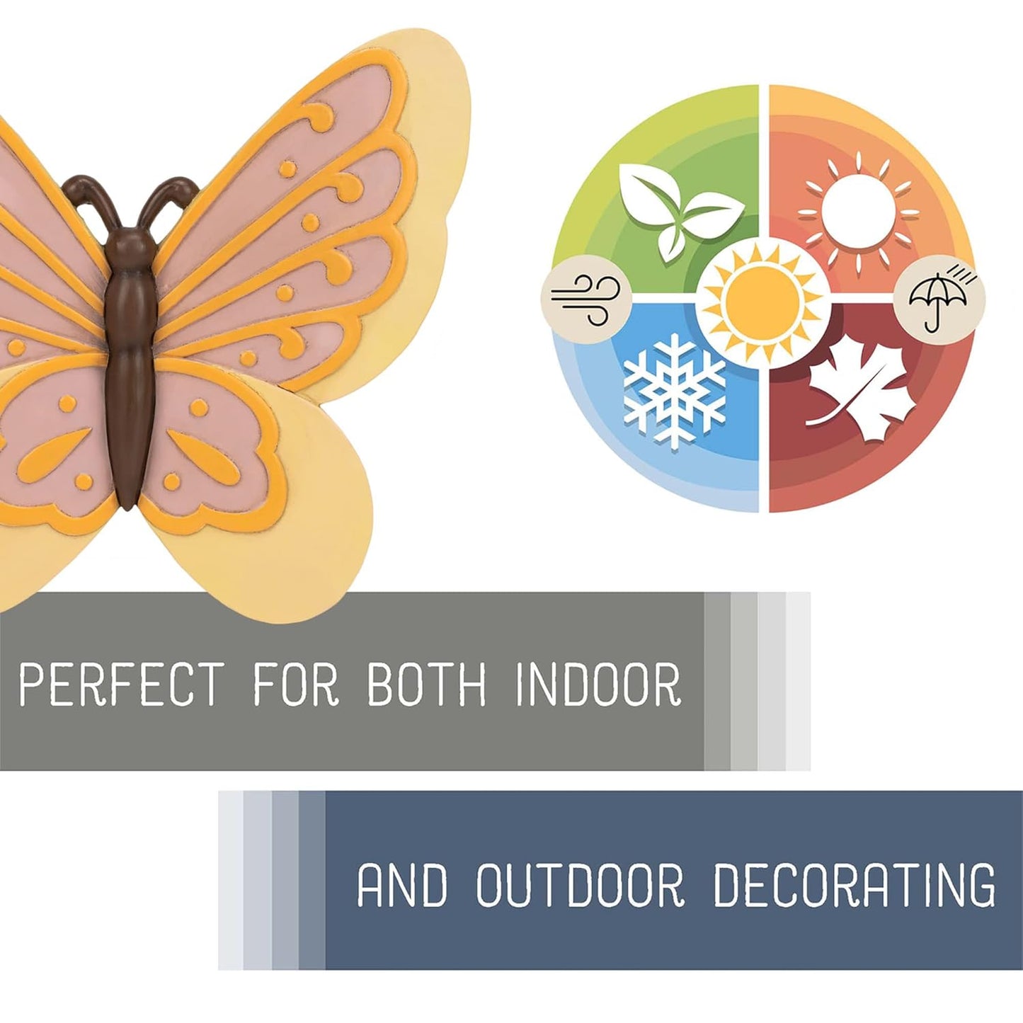 NAT & Jules Animal Character Shaped Dimensional Indoor Outdoor 11 inch Cast Resin Decorative Garden Stepping Stone, Patio, Walkway Sculpture Yard Art, Yellow Butterfly