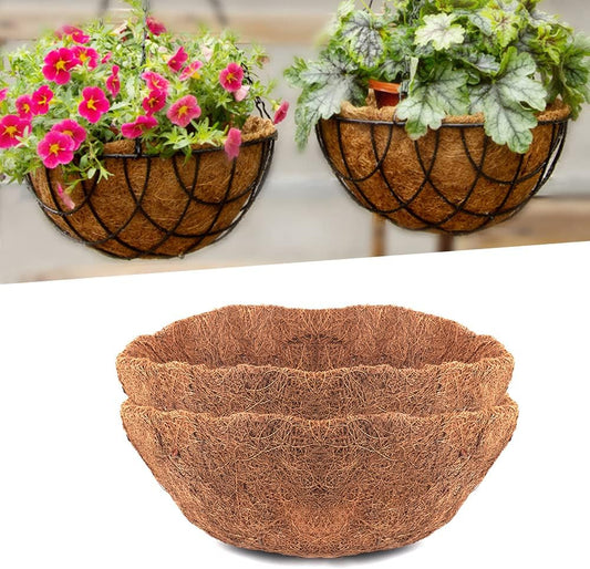 EROCK 2Pcs Coco Liners for Planters Hanging Basket, Round 8/10/12/14/16 inch Thick Coconut Coir Coco Fiber Liners for Planters Garden Patio Porch Window Plants Flowers Pot Indoor Outdoor (10 inch)