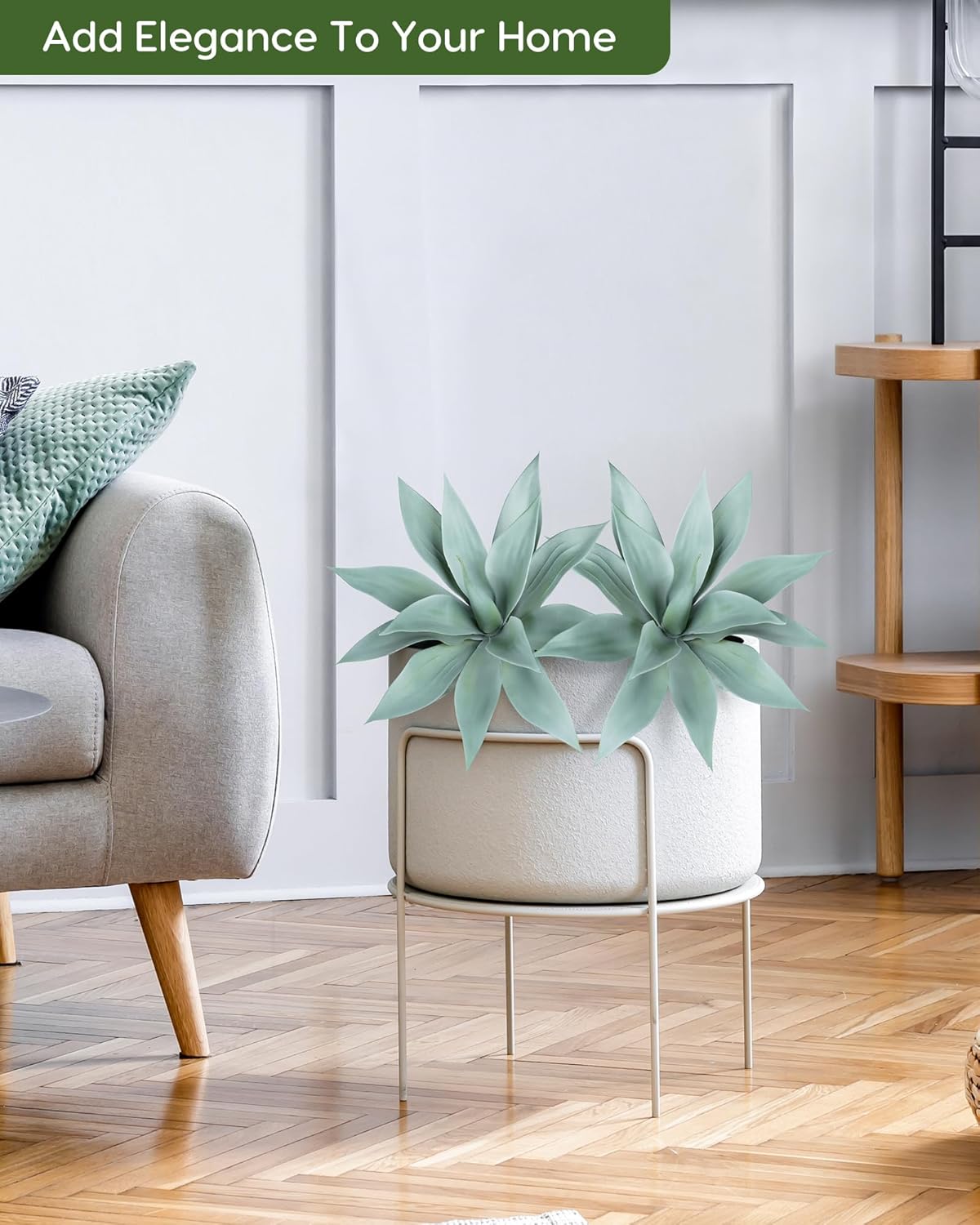 Velener Artificial Outdoor Blue Agave Plant - Small Size UV Resistant Fake Agave Plants for Indoor and Outdoor Decor(14 Inch)-2 Pack