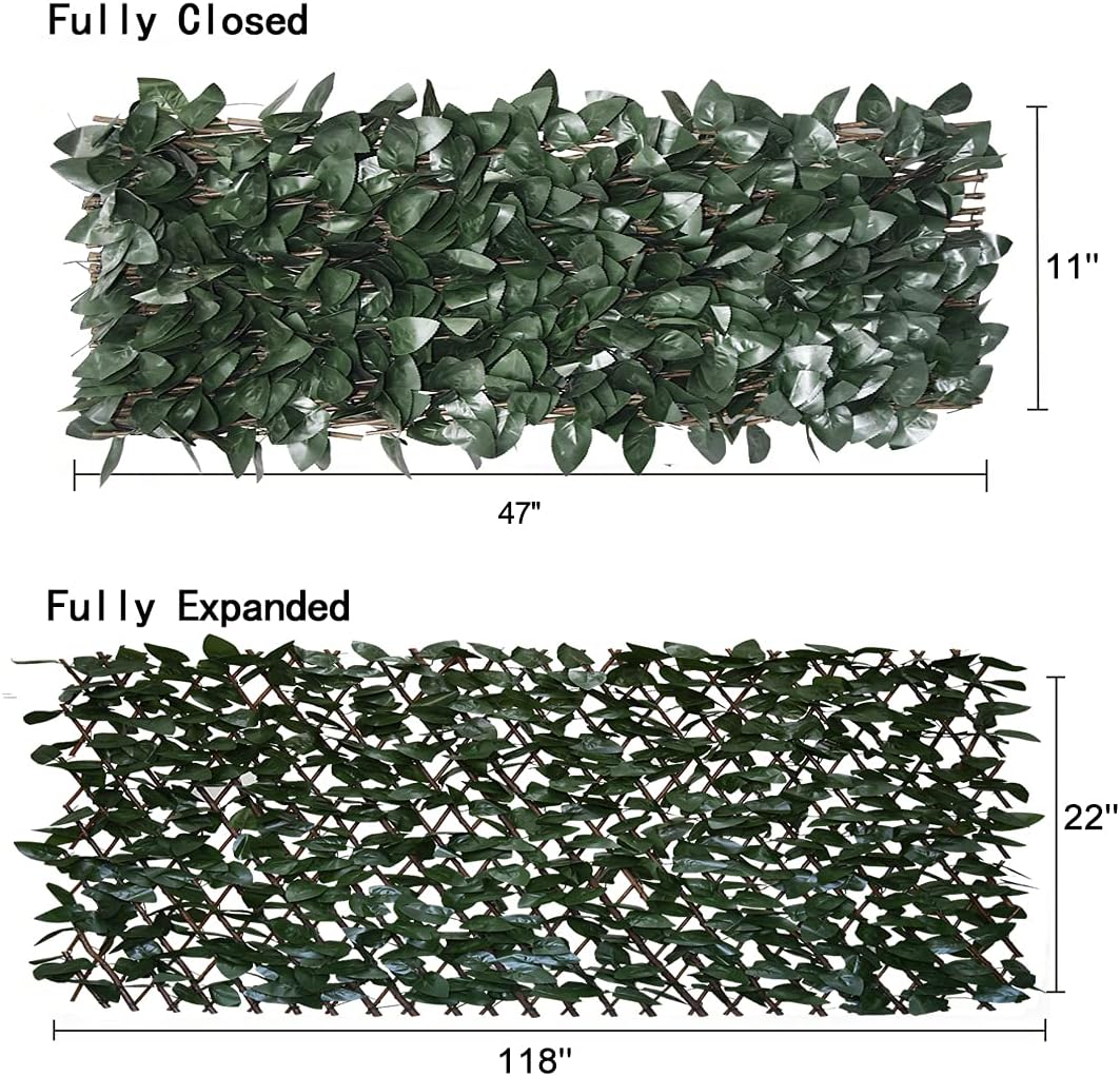 Expandable Faux Ivy Fence,Artificial Privacy Screen Decor for Outdoor Wall, Balcony and Patio, Single Sided Leaves (1, DarkGreen)