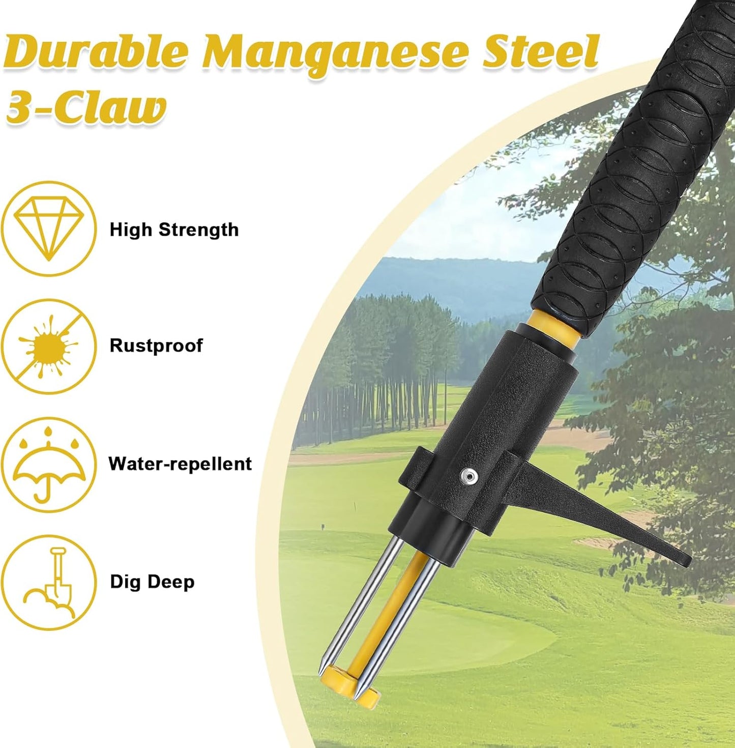 39" Stand Up Weed Puller Tool - Heavy Duty Detachable 3-Claw Weeder with Ergonomic Long D-Handle | Tools for Effortless Garden Weed Removal (Dandelions, Thistles & More)