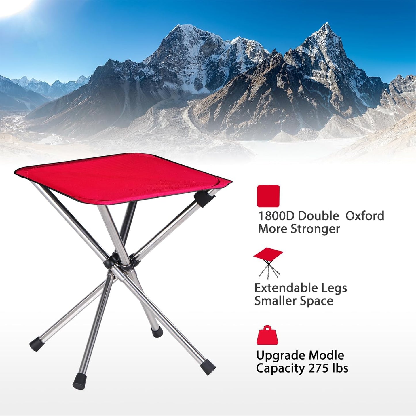Camping Stool,Small Folding Chair,13.8" Lightweight Folding Stool Compact Backpacking Stool with Carry Bag