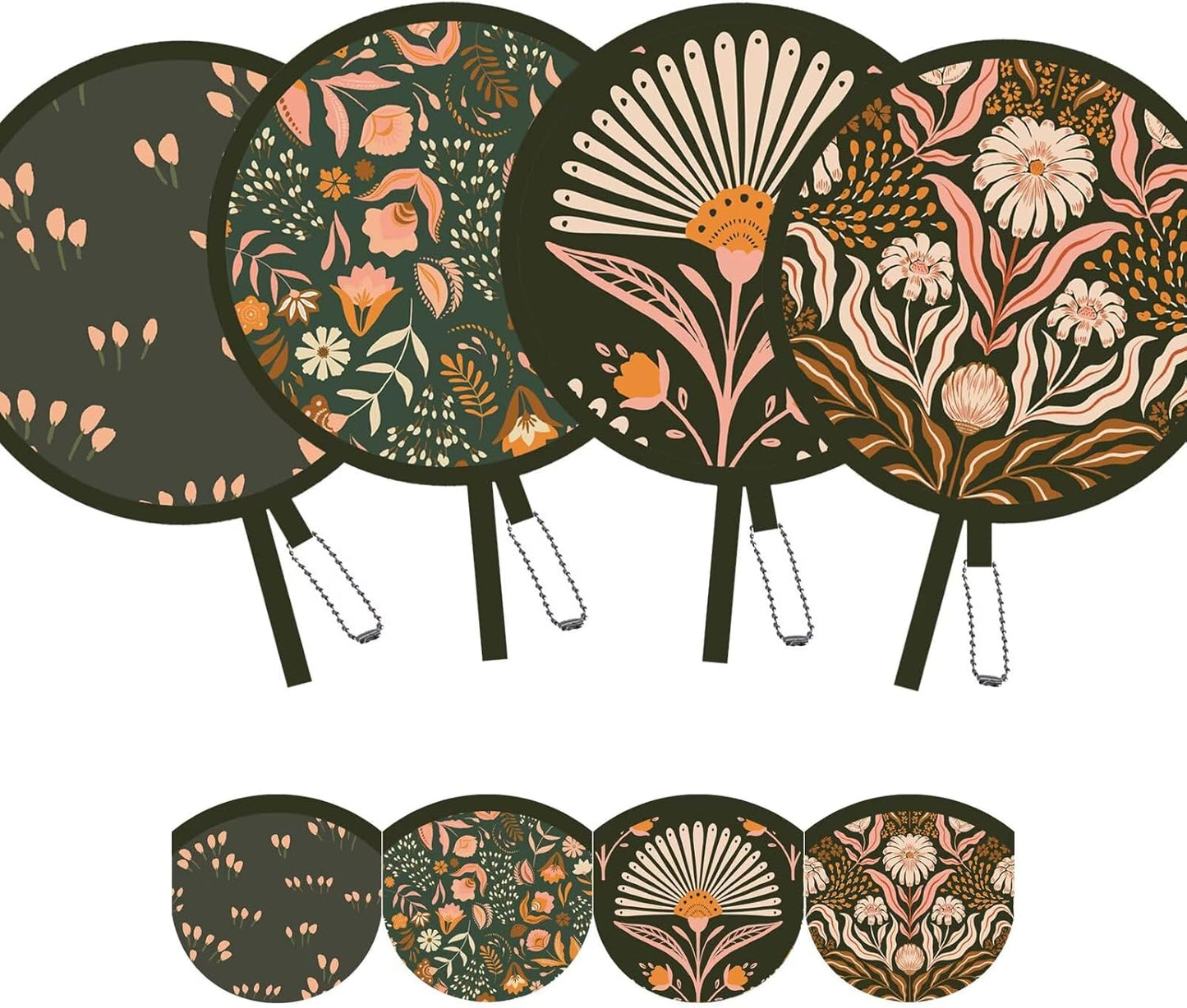 4 Pack Olive Boho Foldable Hand Fans – Pocket-Sized Cooling Fans for Daily Use, Hot Flashes, Menopause Relief, Travel & Outdoor (Olive Drab)