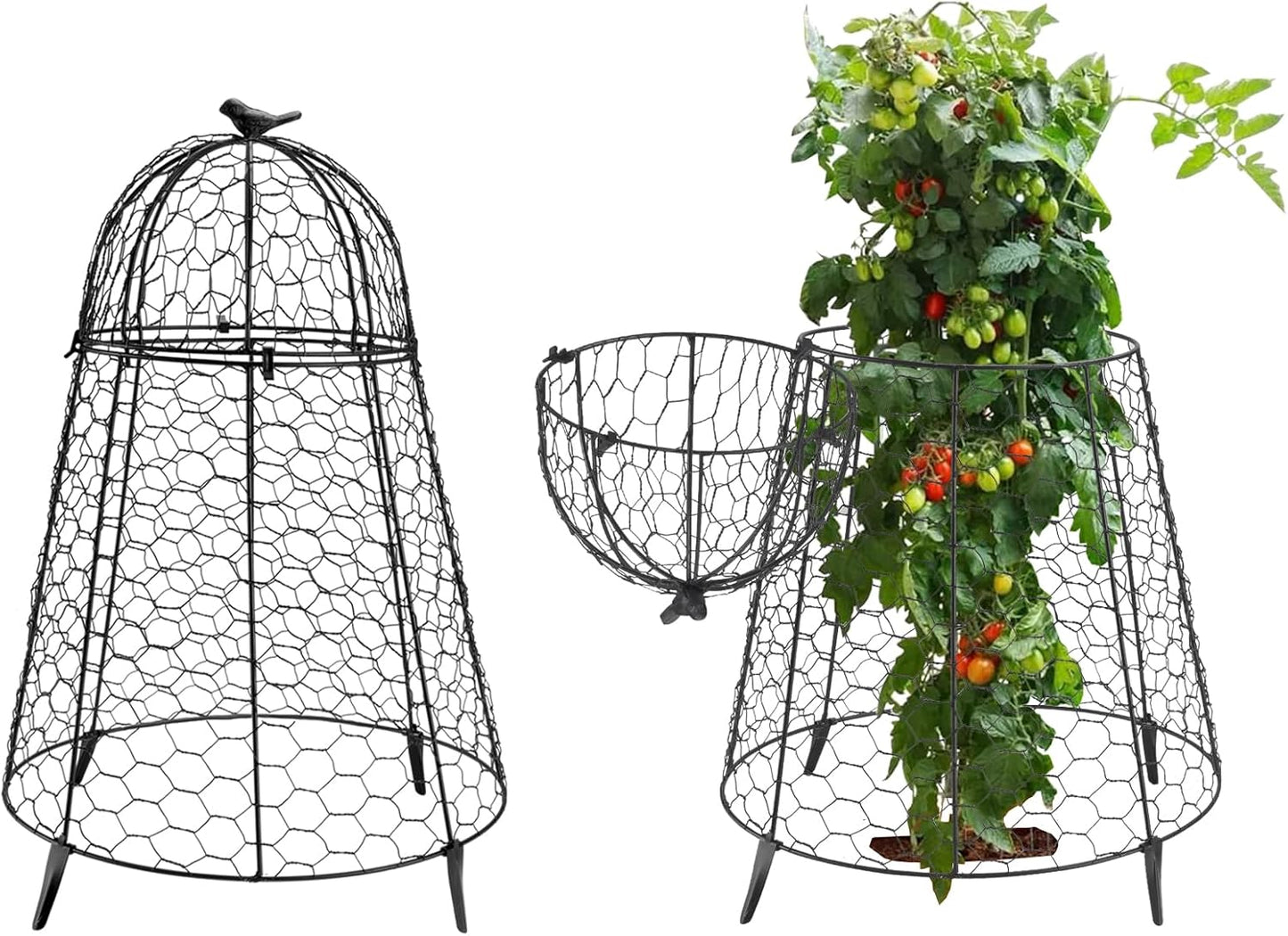 Plant Protector Chicken Wire Cloche 2 PCS, Plant Protectors from Animals, 18.7×12 Inch Large Garden Cloches for Plants, Sturdy 2-in-1 Cloche Dome for Plants, Plant Protectors for Easy Pruning